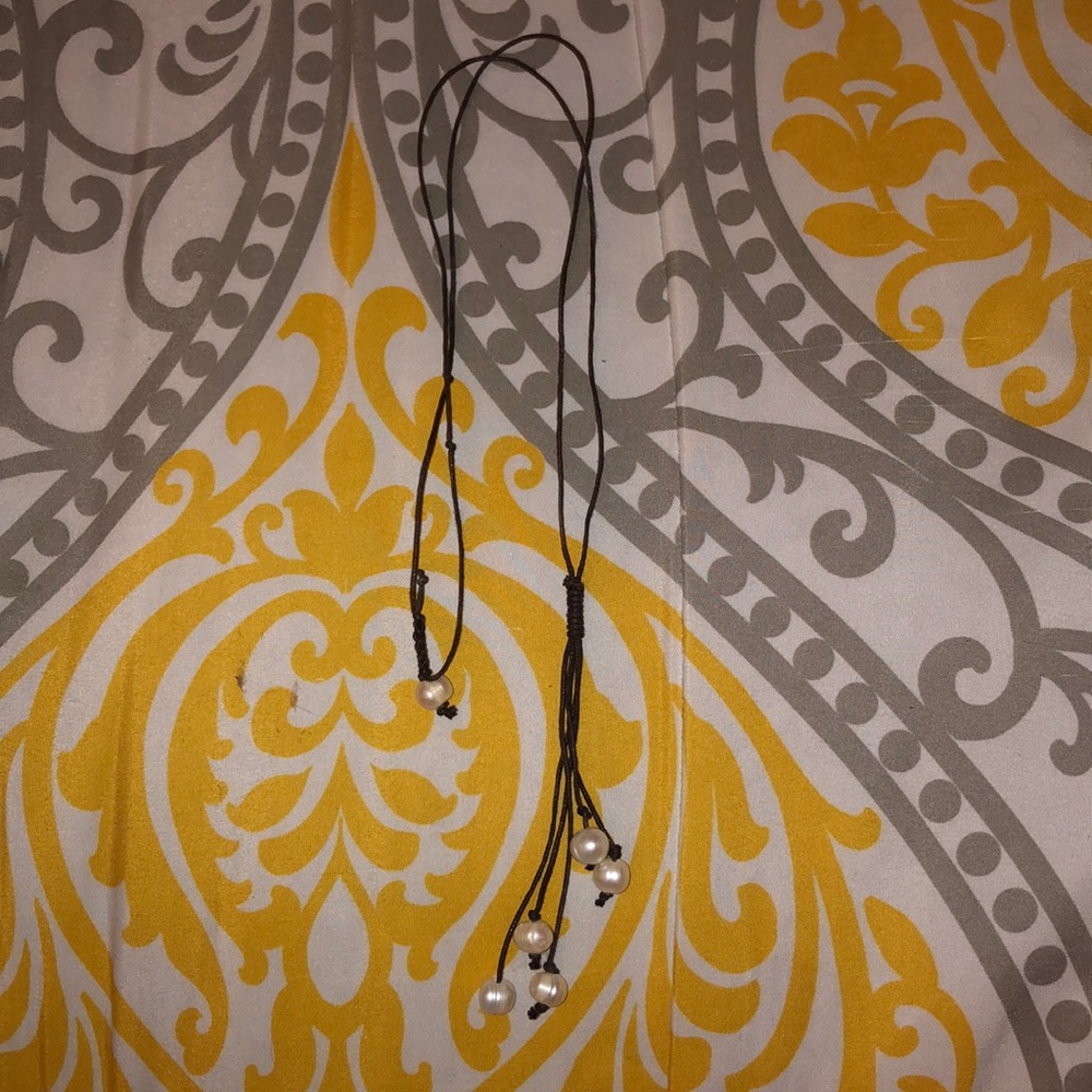 Pearl long brown necklace